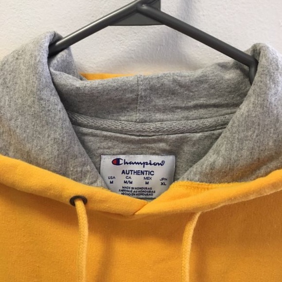 YELLOW GOLD CHAMPION POWERBLEND FLEECE HOODIE - Picture 3 of 3